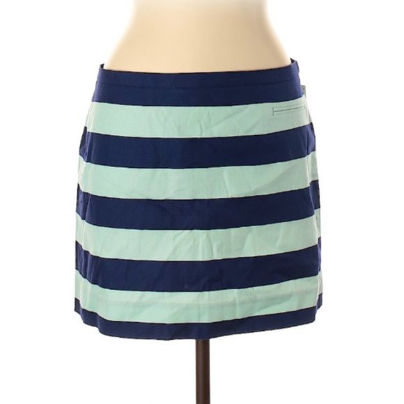 NWOT GAP Navy & Mint Striped Zip Skirt - Picture 2 of 5